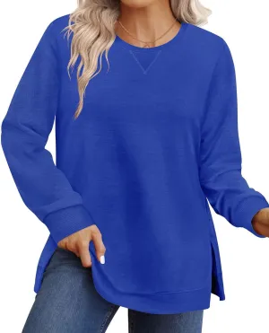 RITERA Plus Size Tops for Women Winter Long Sleeve Basic Loose fit Pullover Sweatshirts Oversized Tunic Shirts