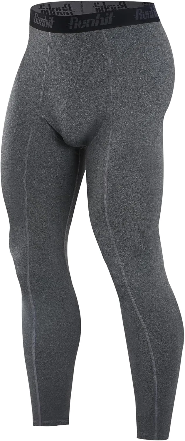 Runhit Mens Compression Pants Running Tights Workout Leggings Athletic Base Layer Pants for Sports Yoga Basketball