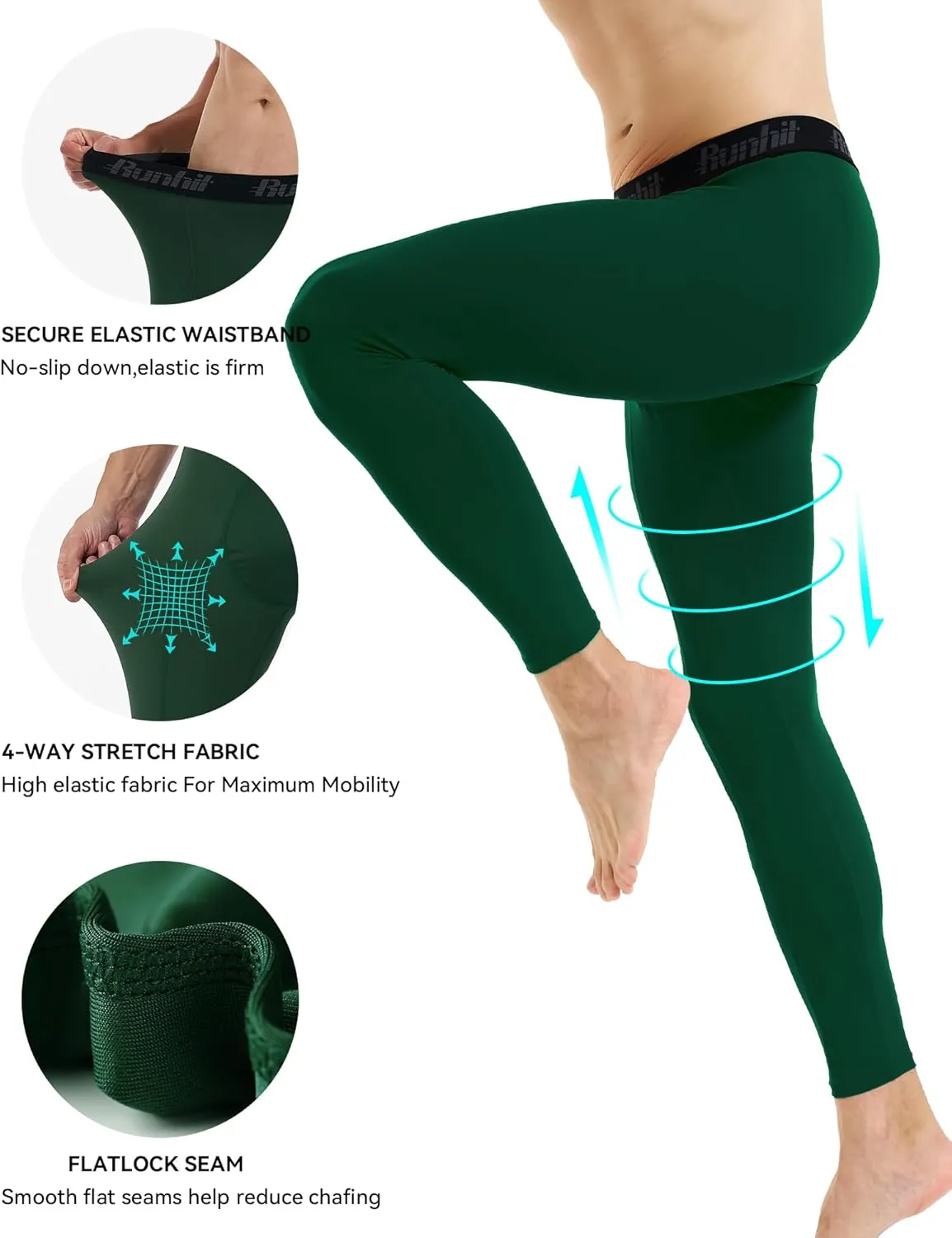 Runhit Mens Compression Pants Running Tights Workout Leggings Athletic Base Layer Pants for Sports Yoga Basketball