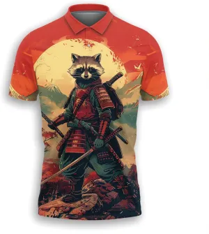 Samurai Golf Shirt Men Funny Golf Polos for Men Dry Fit- Warrior Golf Polo Shirts Hawaiian Polo Golf Outfits (MP_PL_21)