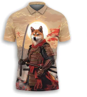 Samurai Golf Shirt Men Funny Golf Polos for Men Dry Fit- Warrior Golf Polo Shirts Hawaiian Polo Golf Outfits (MP_PL_21)