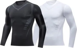 sandbank Men's Compression Shirts Long Sleeve Athletic Workout Base Layer Top Multi Packs
