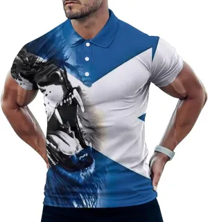 Scottish Flag with Lion Slim Fit Men's Short Sleeve Polo Shirts Quick-Dry Breathable Golf T-Shirt Tops