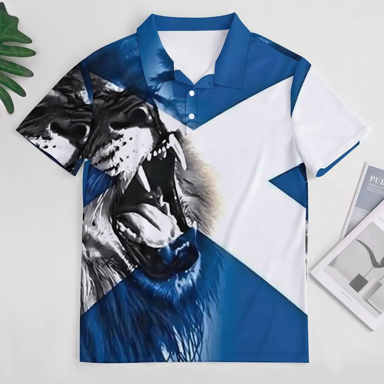 Scottish Flag with Lion Slim Fit Men's Short Sleeve Polo Shirts Quick-Dry Breathable Golf T-Shirt Tops