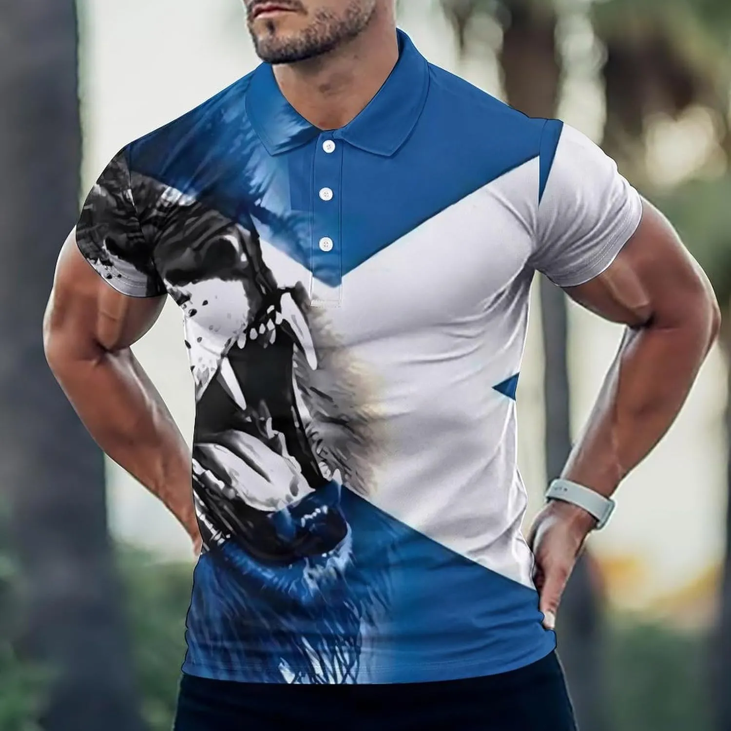 Scottish Flag with Lion Slim Fit Men's Short Sleeve Polo Shirts Quick-Dry Breathable Golf T-Shirt Tops