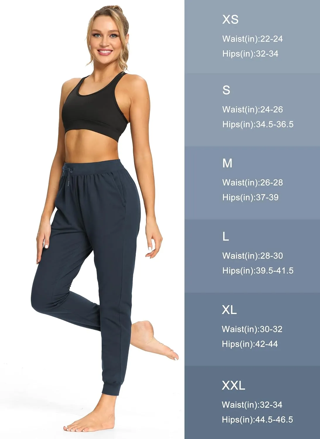 SEVEGO Tall Women's 30/32/34/36 Inseam Jogger Lightweight Cotton Sweatpants Zipper Pockets Running Long Sweat Pants