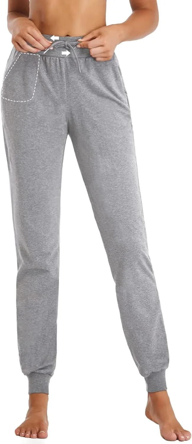 SEVEGO Tall Women's 30/32/34/36 Inseam Jogger Lightweight Cotton Sweatpants Zipper Pockets Running Long Sweat Pants