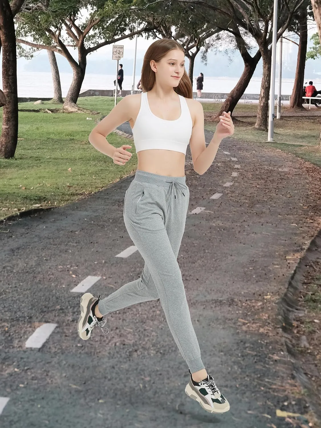 SEVEGO Tall Women's 30/32/34/36 Inseam Jogger Lightweight Cotton Sweatpants Zipper Pockets Running Long Sweat Pants