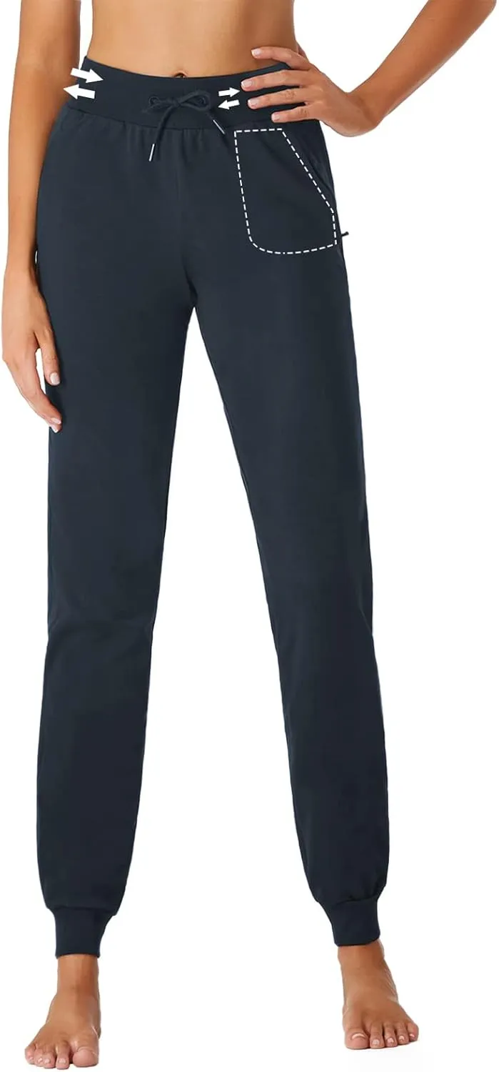 SEVEGO Tall Women's 30/32/34/36 Inseam Jogger Lightweight Cotton Sweatpants Zipper Pockets Running Long Sweat Pants