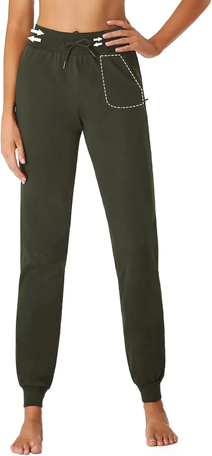 SEVEGO Tall Women's 30/32/34/36 Inseam Jogger Lightweight Cotton Sweatpants Zipper Pockets Running Long Sweat Pants