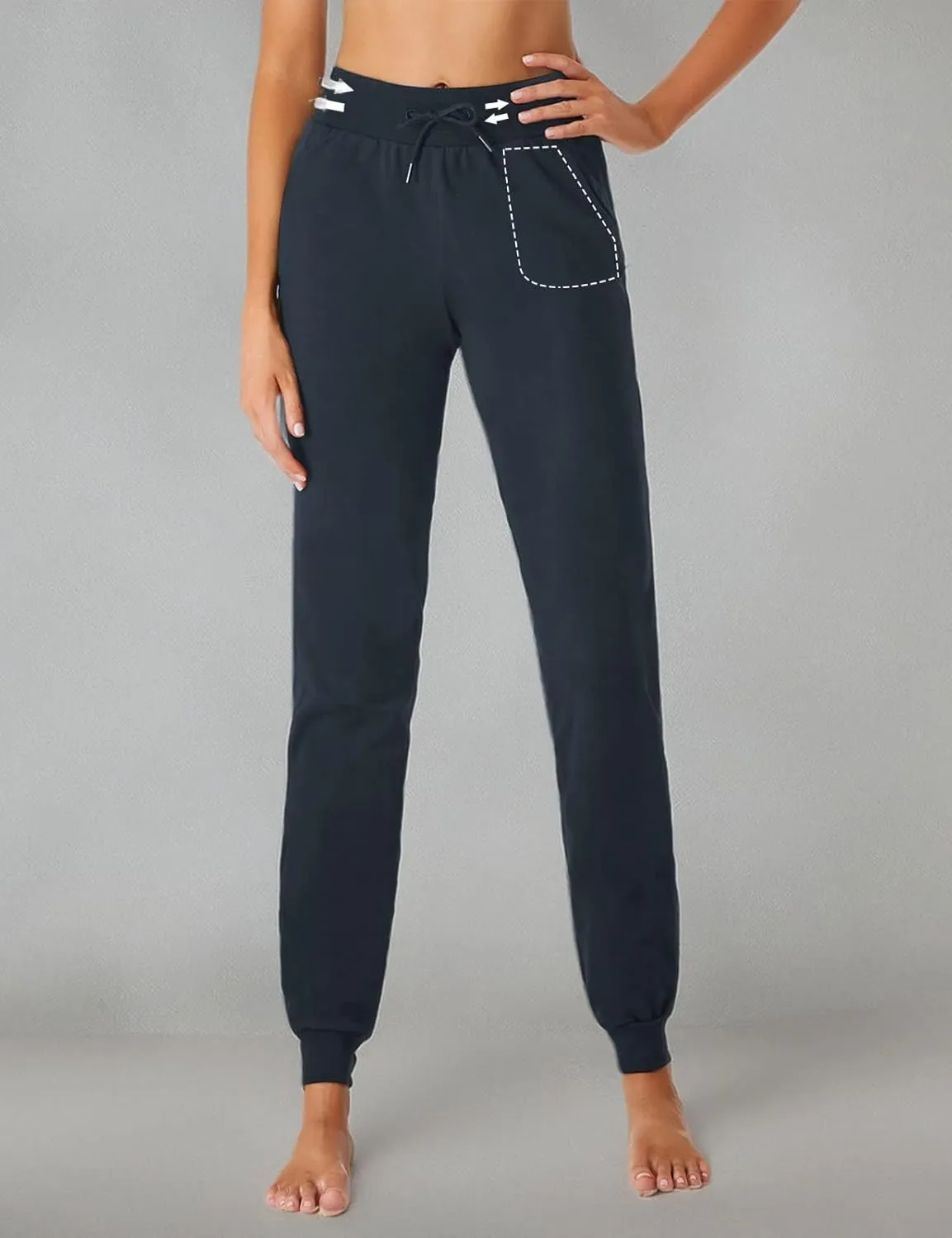 SEVEGO Tall Women's 30/32/34/36 Inseam Jogger Lightweight Cotton Sweatpants Zipper Pockets Running Long Sweat Pants