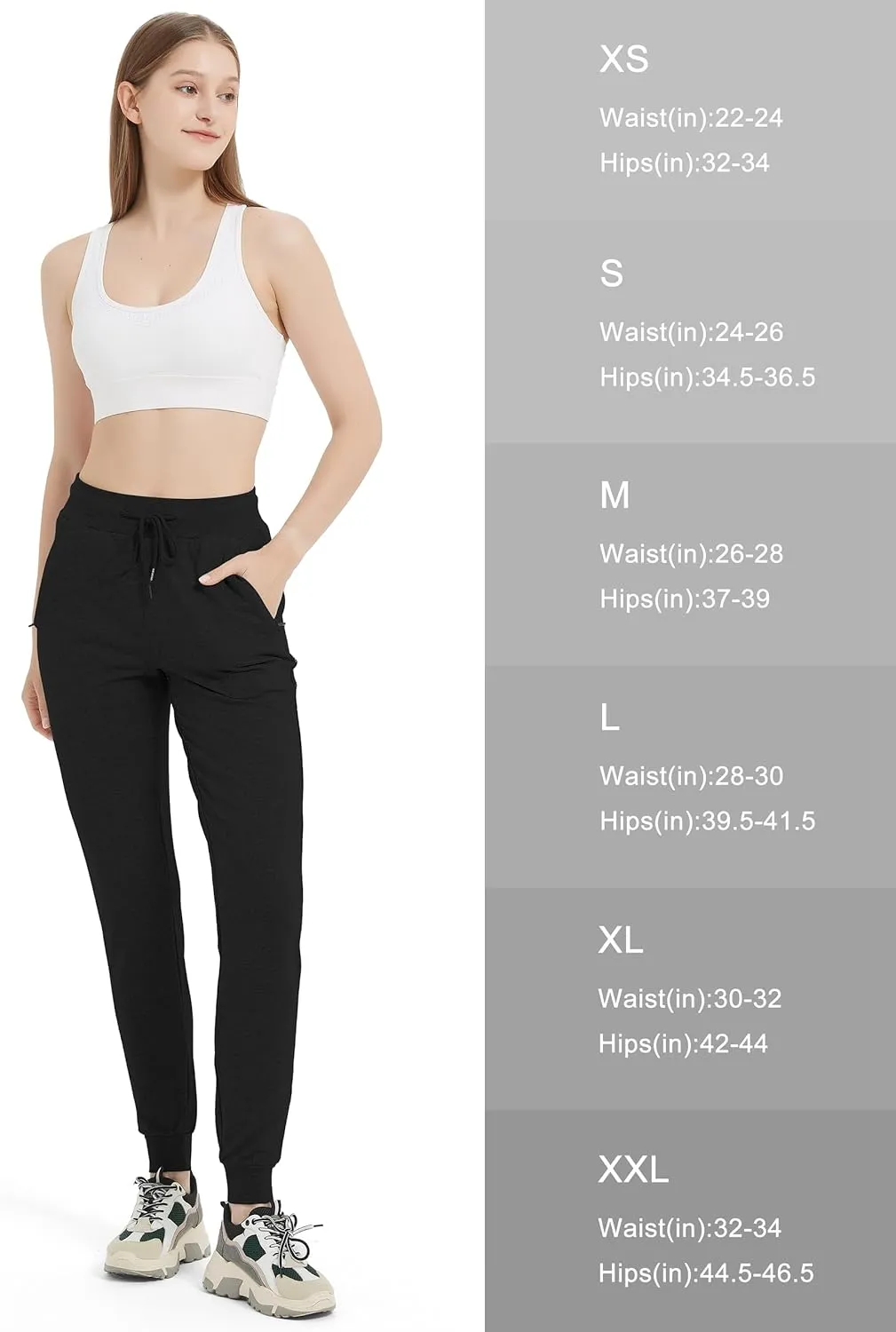 SEVEGO Tall Women's 30/32/34/36 Inseam Jogger Lightweight Cotton Sweatpants Zipper Pockets Running Long Sweat Pants