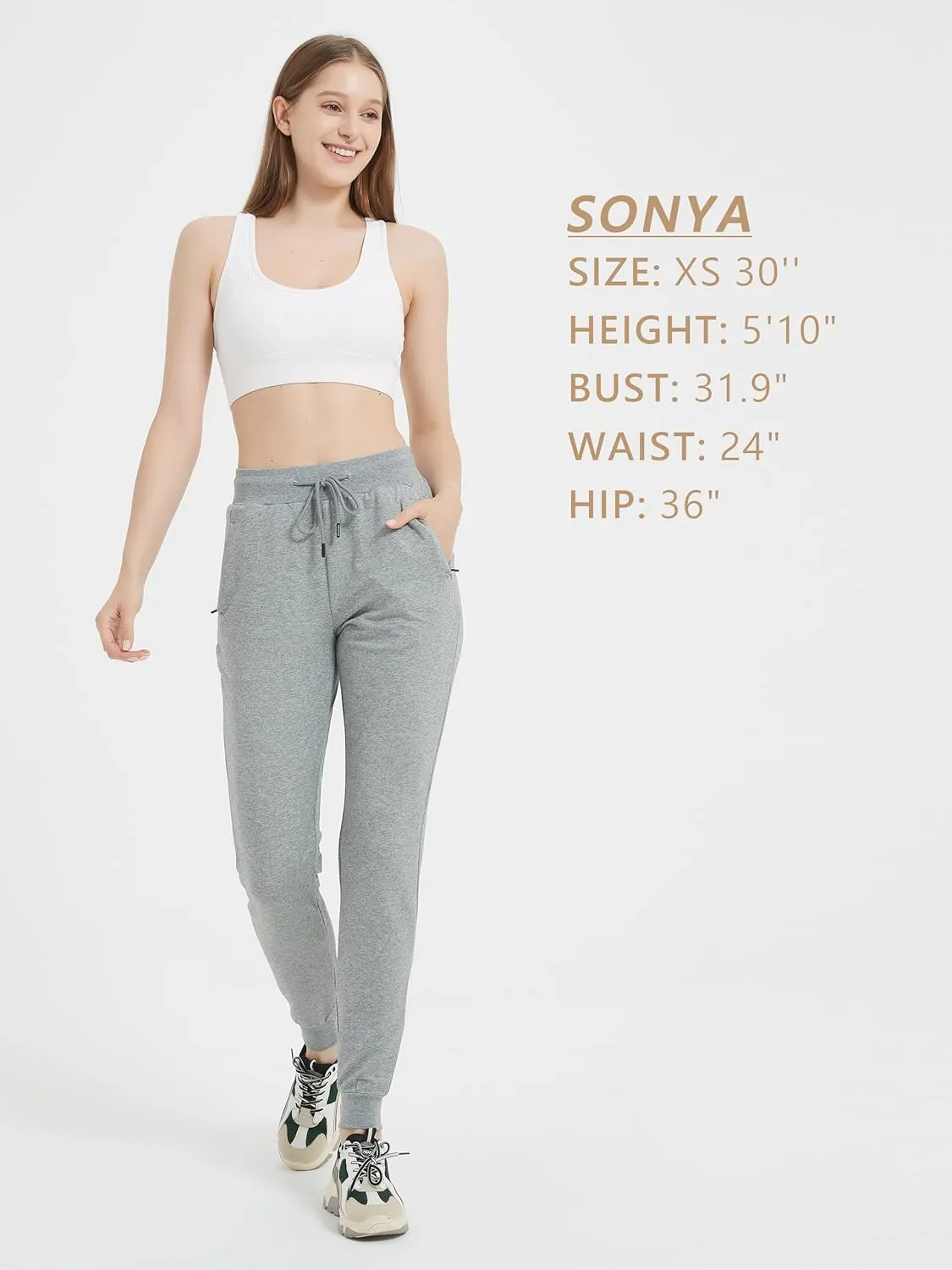 SEVEGO Tall Women's 30/32/34/36 Inseam Jogger Lightweight Cotton Sweatpants Zipper Pockets Running Long Sweat Pants