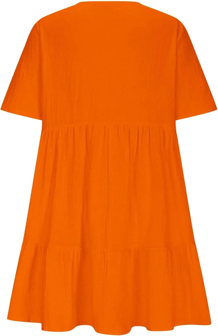 Short Sleeve Babydoll Dress for Women Summer V Neck Knee Length Holiday Sundress Casual Flowy Dress Plus Size