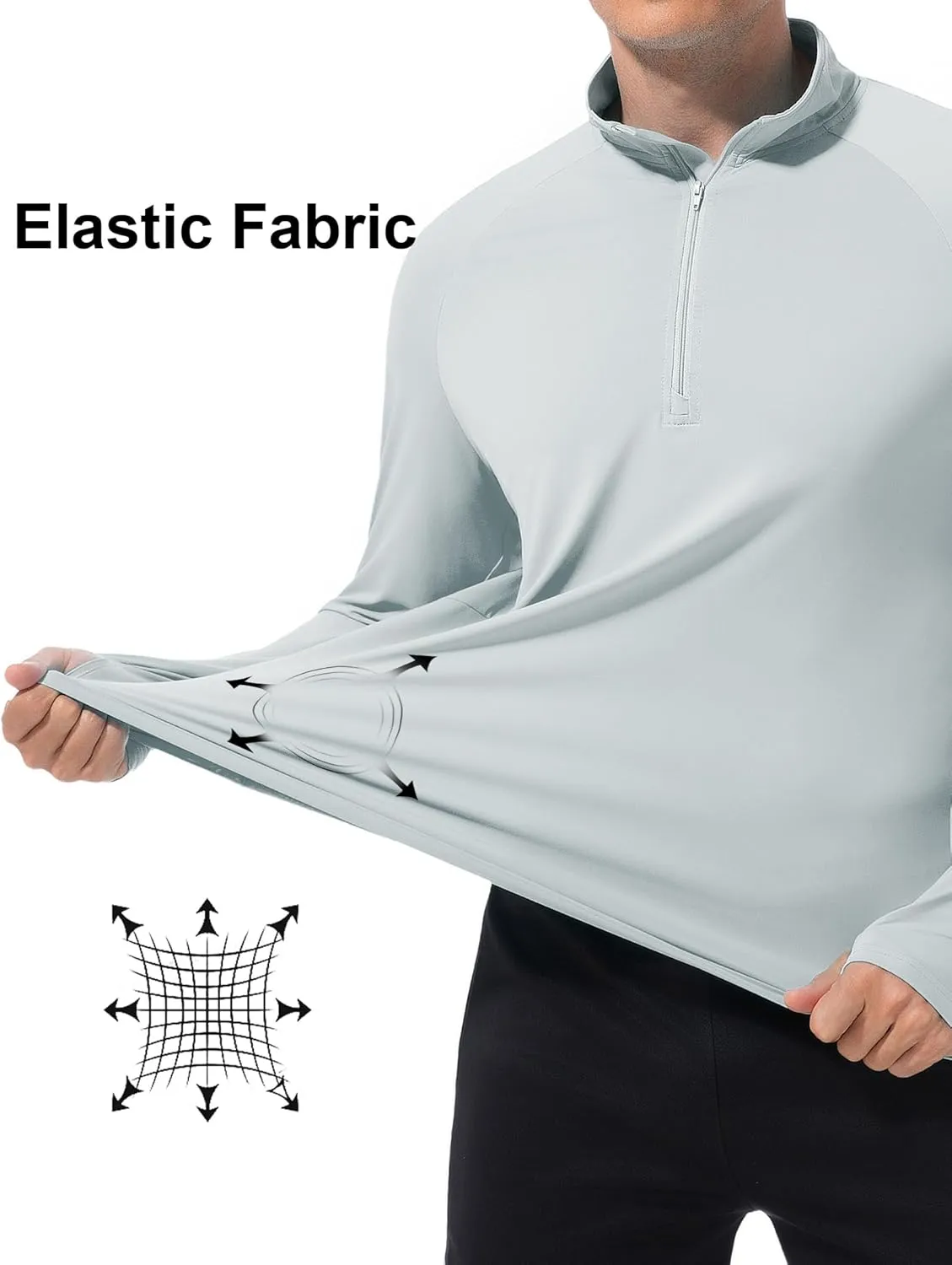 SILKWORLD Men's Quick Dry UPF 50  Sun Protection Shirts Long Sleeve Rash Guard with Thumb Hole Athletic Pullover Shirt