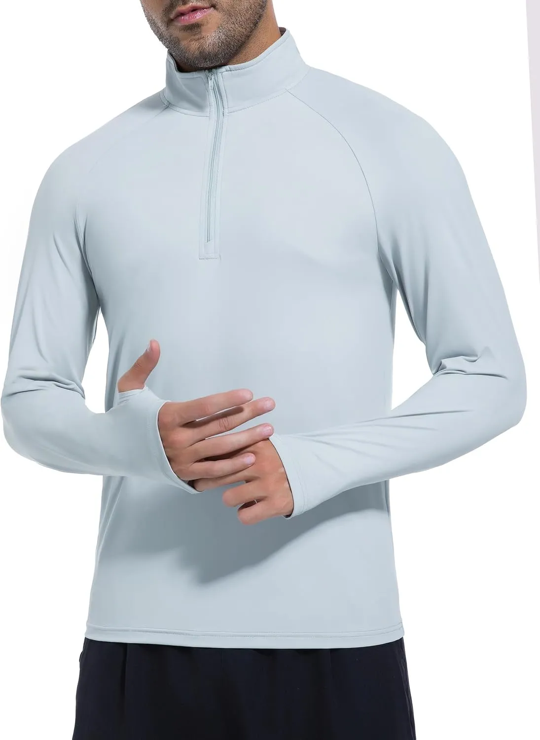 SILKWORLD Men's Quick Dry UPF 50  Sun Protection Shirts Long Sleeve Rash Guard with Thumb Hole Athletic Pullover Shirt