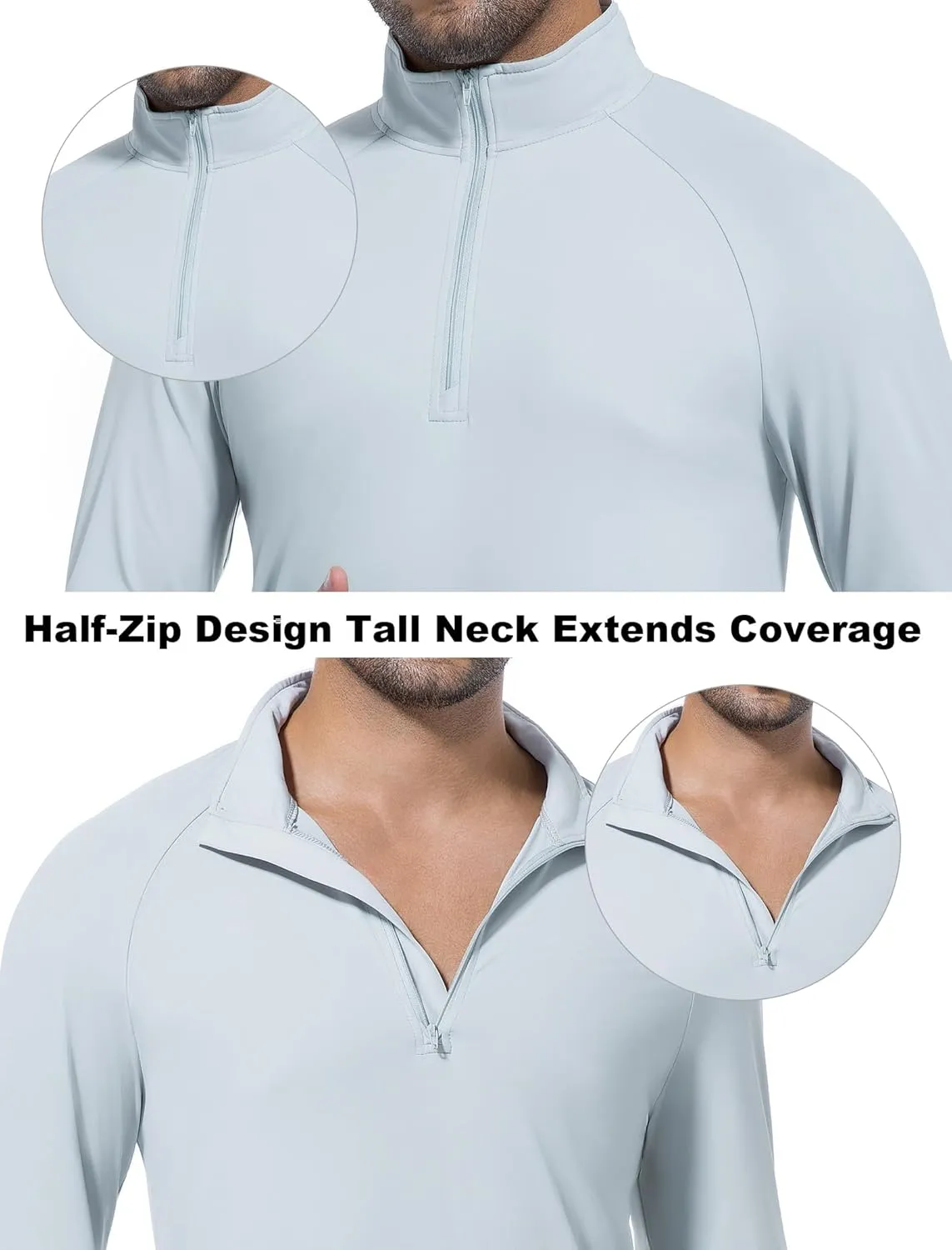 SILKWORLD Men's Quick Dry UPF 50  Sun Protection Shirts Long Sleeve Rash Guard with Thumb Hole Athletic Pullover Shirt