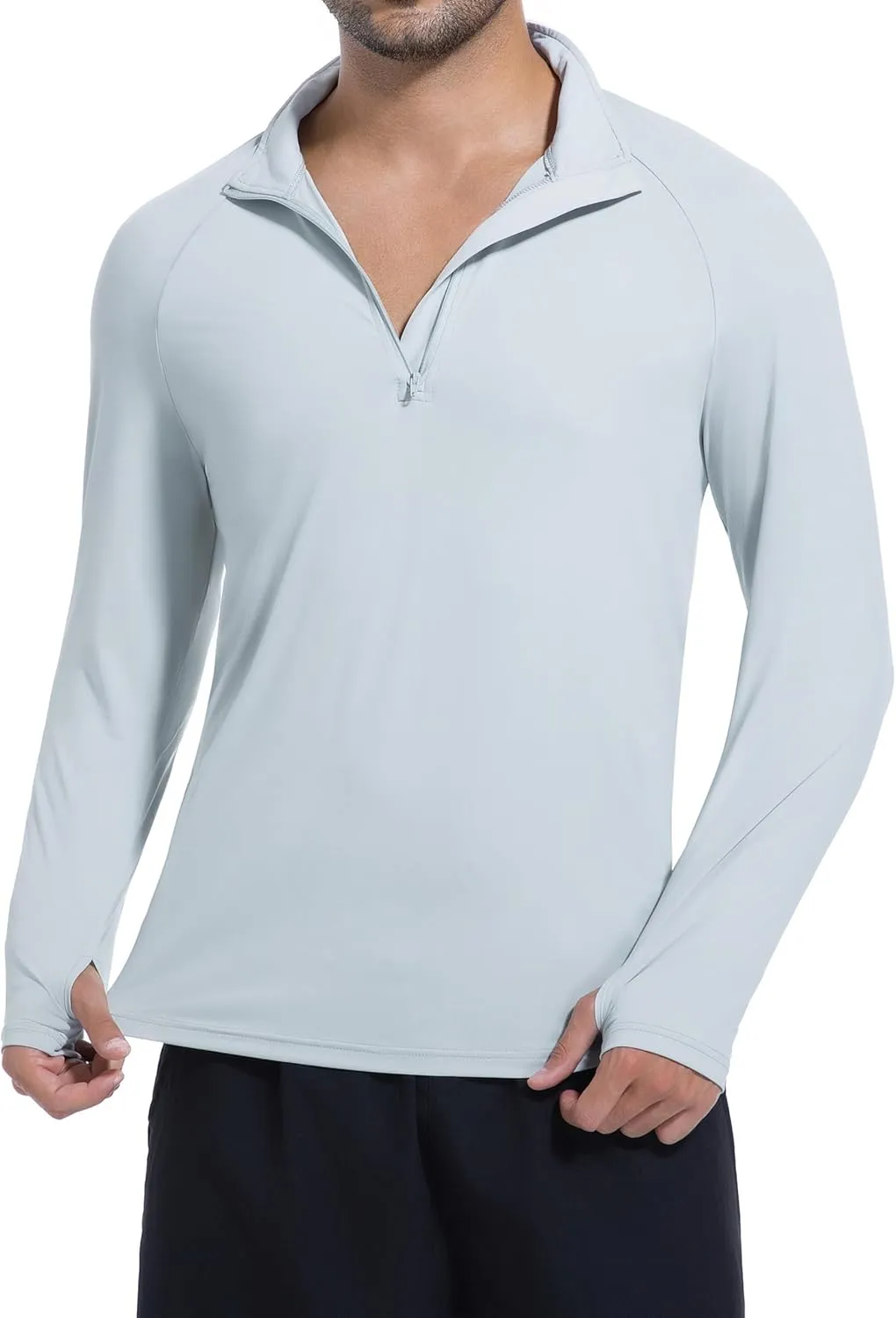 SILKWORLD Men's Quick Dry UPF 50  Sun Protection Shirts Long Sleeve Rash Guard with Thumb Hole Athletic Pullover Shirt