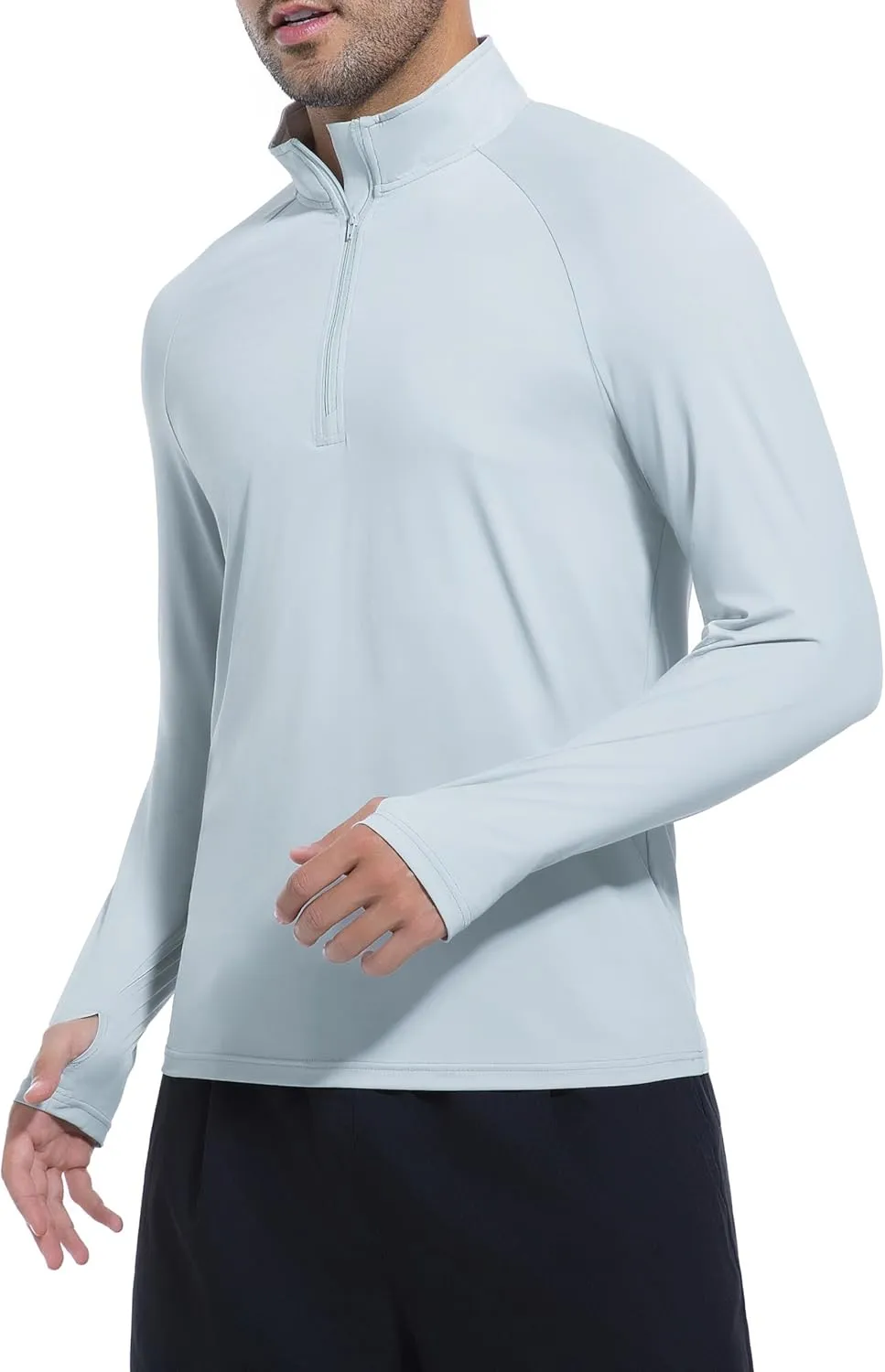 SILKWORLD Men's Quick Dry UPF 50  Sun Protection Shirts Long Sleeve Rash Guard with Thumb Hole Athletic Pullover Shirt
