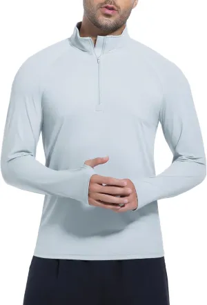 SILKWORLD Men's Quick Dry UPF 50  Sun Protection Shirts Long Sleeve Rash Guard with Thumb Hole Athletic Pullover Shirt
