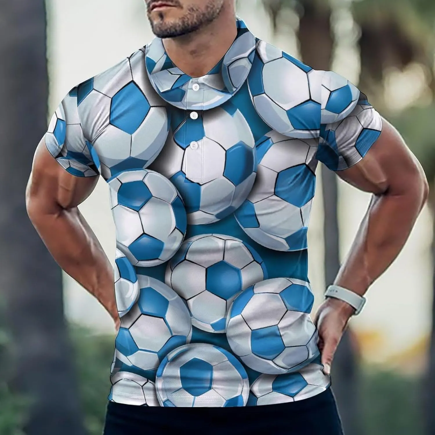 Soccer in Argentina Flag Pattern Mens Polo Shirts Quick Dry Short Sleeve Golf Slim Fit T Shirt