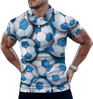 Soccer in Argentina Flag Pattern Mens Polo Shirts Quick Dry Short Sleeve Golf Slim Fit T Shirt