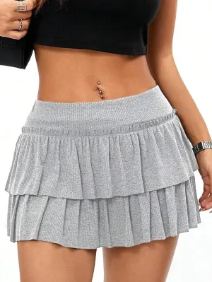 SOFIA'S CHOICE Women's Ruffle Layered Mini Skirt A Line Flowy Tiered Skort Skirts