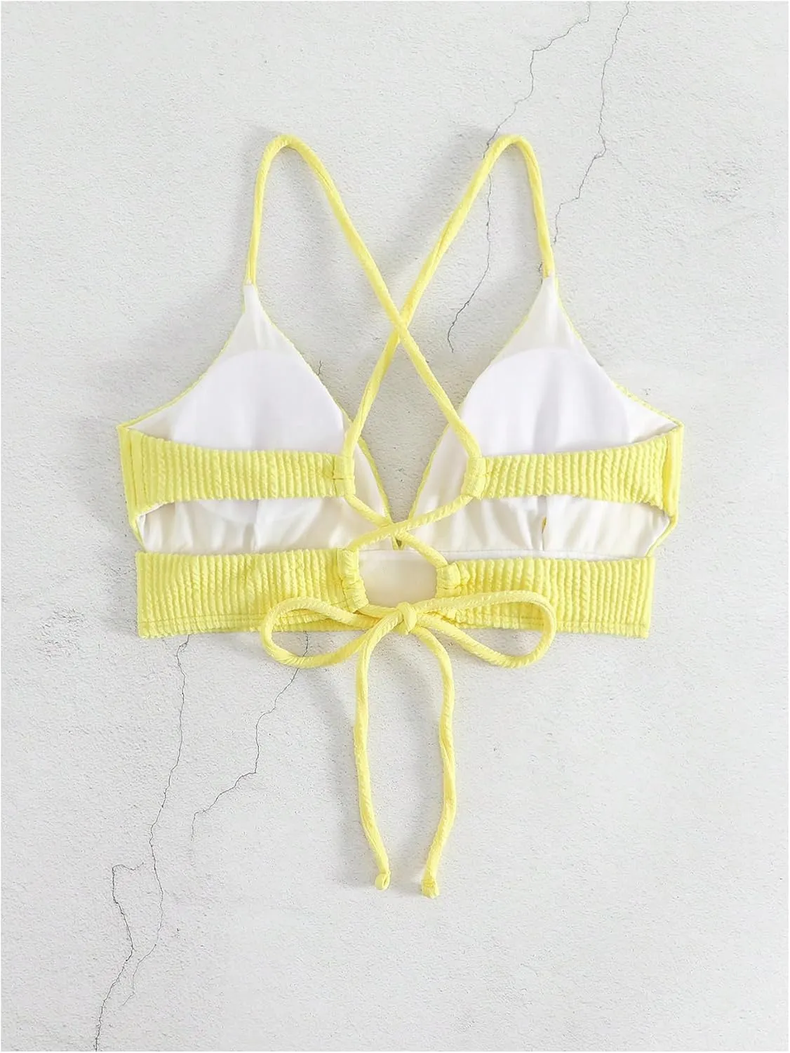 SOLY HUX Women's Criss Cross Back Bathing Suits Top Push Up Bikini Swimsuit Tops Only