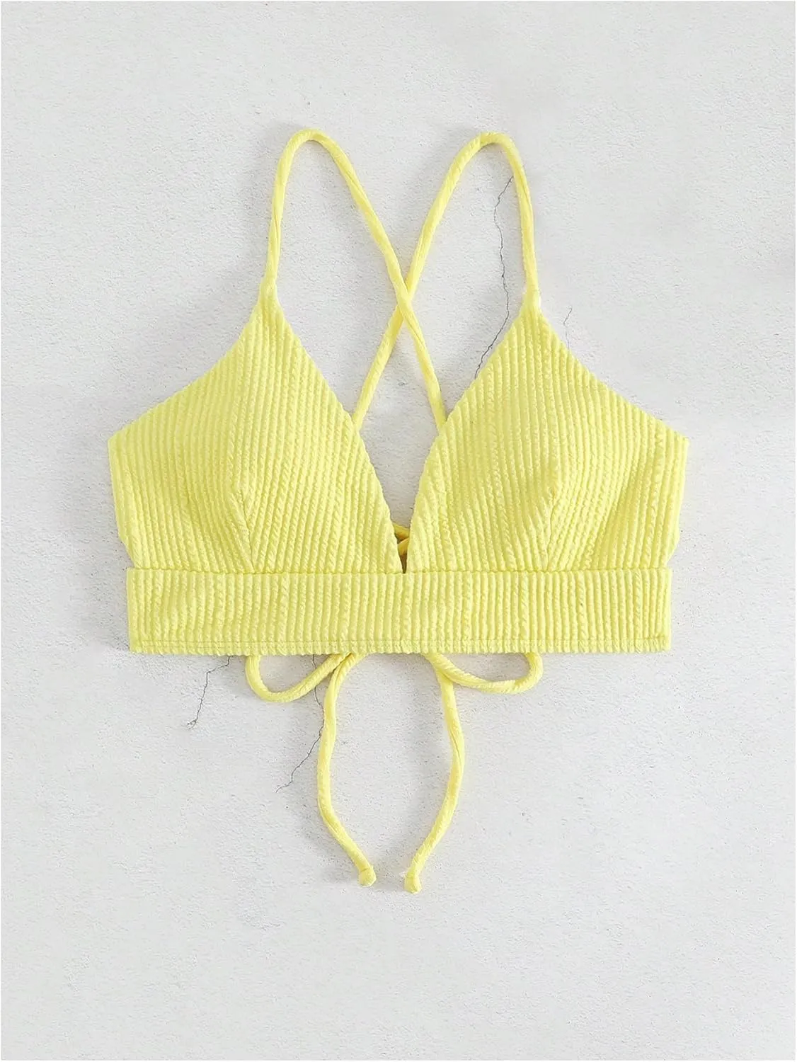 SOLY HUX Women's Criss Cross Back Bathing Suits Top Push Up Bikini Swimsuit Tops Only