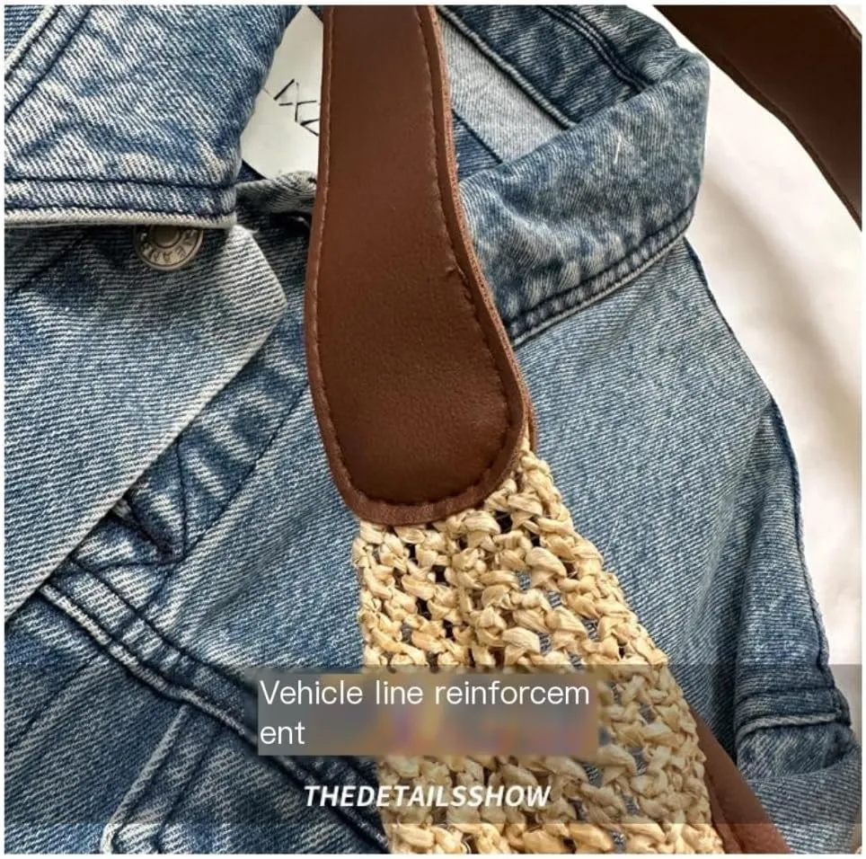 Straw Bag Weaving Fashionable Gentle Flower Decoration Shoulder Bag Summer New Straw Tote Bag Straw Beach Bag