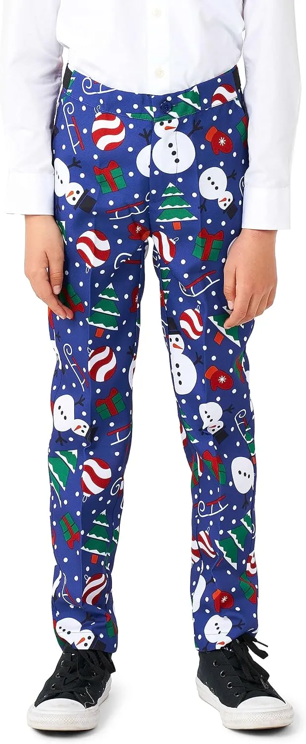 SUITMEISTER Boys Christmas Suit - Festive Ugly X-Mas Clothing Holiday Print - Includes Blazer, Pants - Tie
