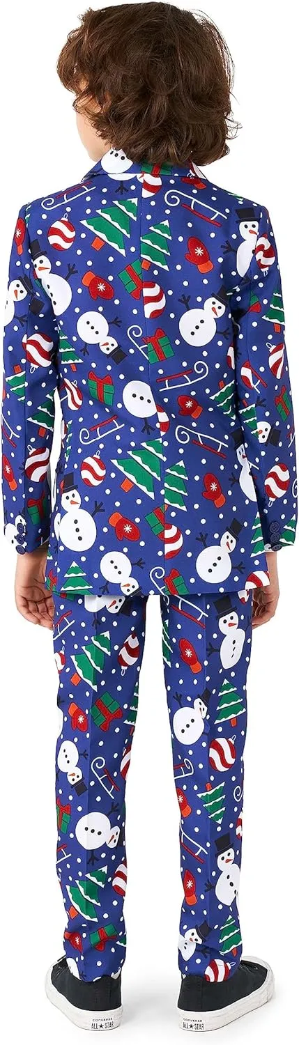 SUITMEISTER Boys Christmas Suit - Festive Ugly X-Mas Clothing Holiday Print - Includes Blazer, Pants - Tie