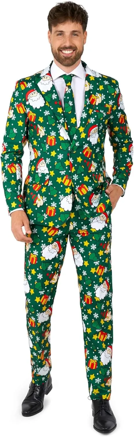 Suitmeister Men's Christmas Suit - Ugly Holiday Festive Outfit - Includes Blazer, Pants, Tie