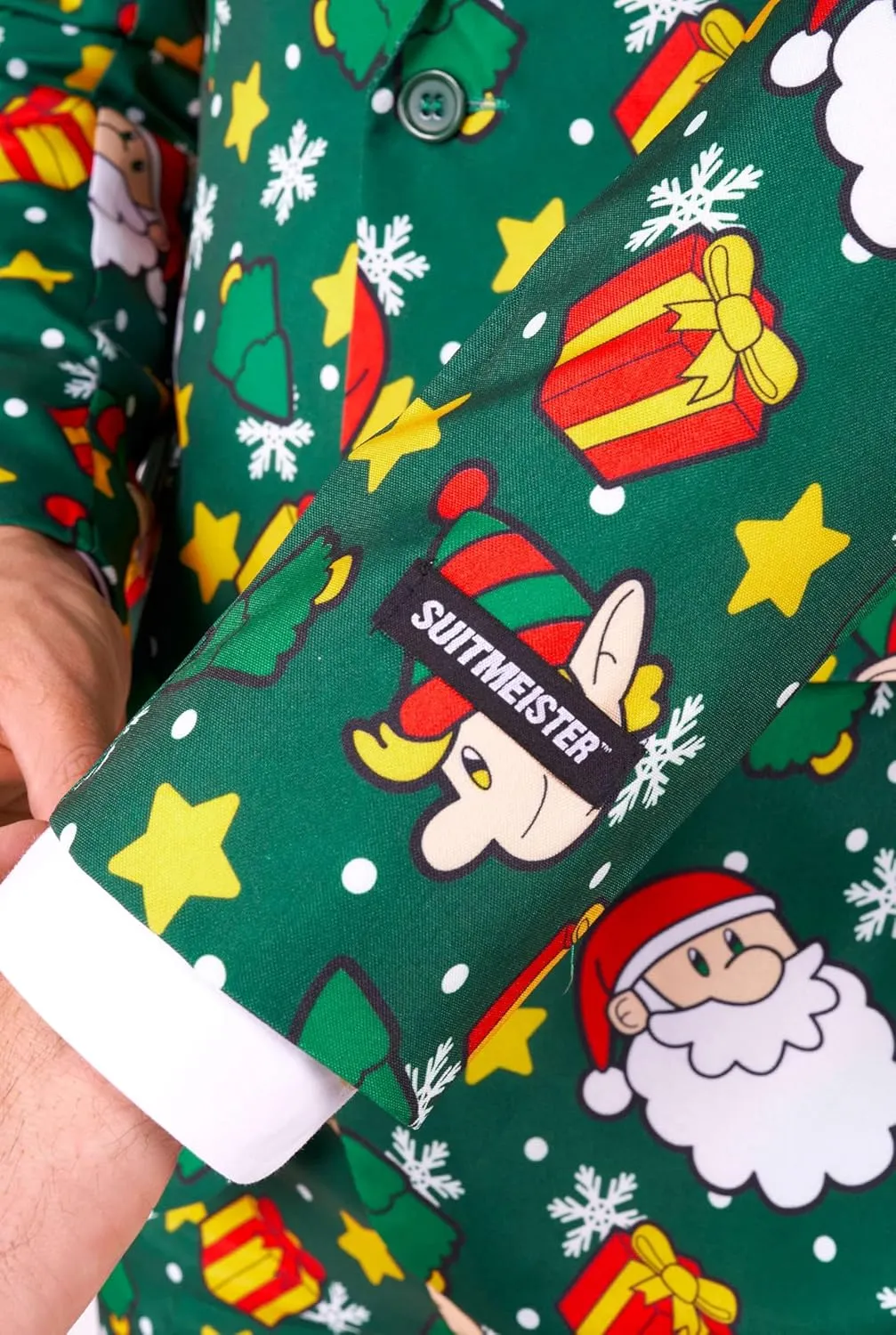 Suitmeister Men's Christmas Suit - Ugly Holiday Festive Outfit - Includes Blazer, Pants, Tie