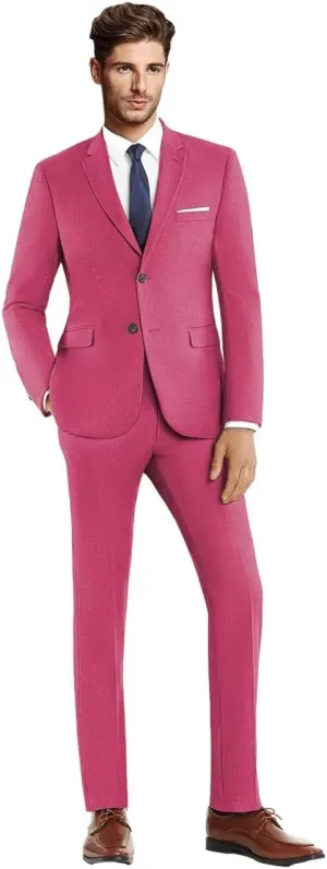Suits for Men Slim Fit Single Breasted 2 Piece Wedding Set Formal Notch Lapel Solid Blazer Pants for Business