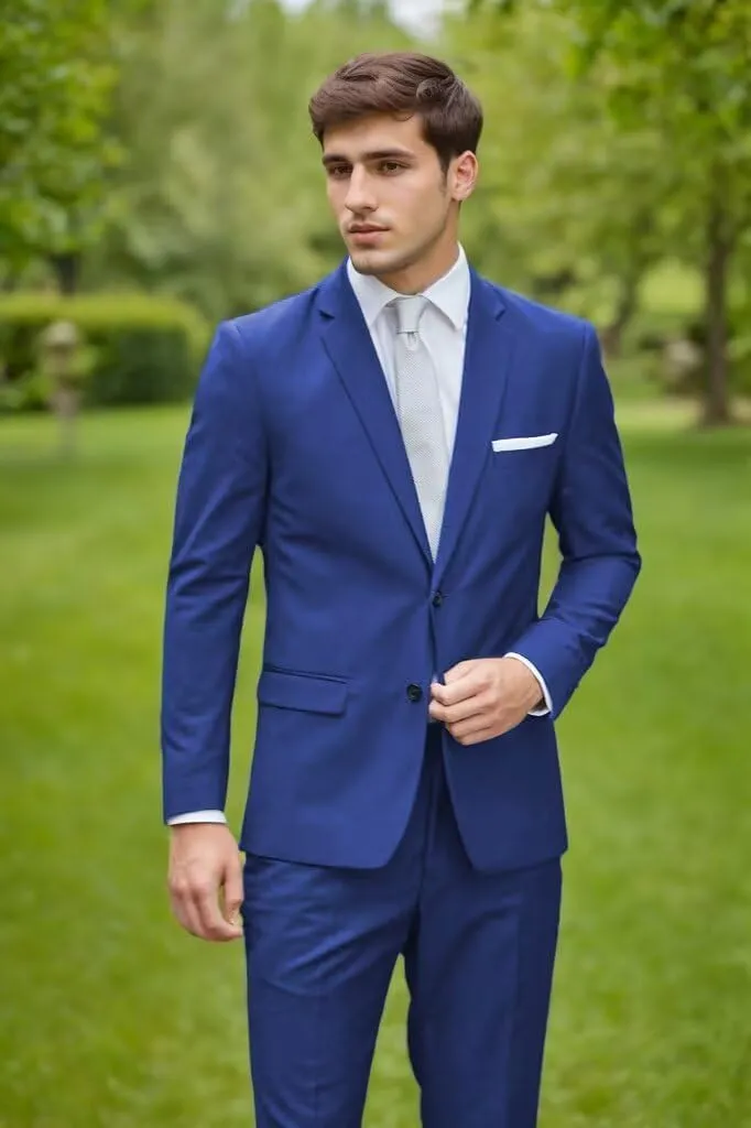 Suits for Men Slim Fit Single Breasted 2 Piece Wedding Set Formal Notch Lapel Solid Blazer Pants for Business