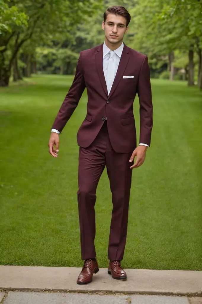 Suits for Men Slim Fit Single Breasted 2 Piece Wedding Set Formal Notch Lapel Solid Blazer Pants for Business