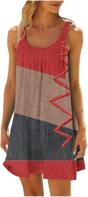 Summer Dresses for Women Beach Boho Sleeveless Vintage Floral Flowy Pocket Tshirt Tank Sundresses