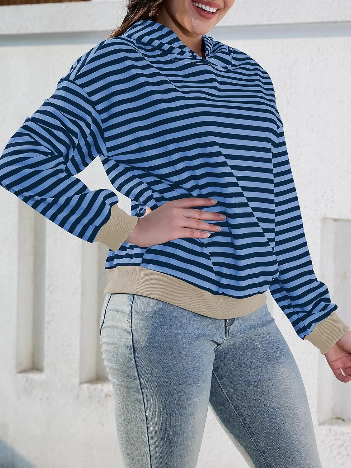 Sureple Women'S Hoodies Loose Fit Sweatshirts Pullover Lightweight Long Sleeve Striped Fall Outfits Fashion Clothes