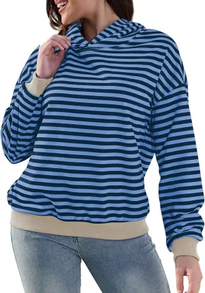 Sureple Women'S Hoodies Loose Fit Sweatshirts Pullover Lightweight Long Sleeve Striped Fall Outfits Fashion Clothes