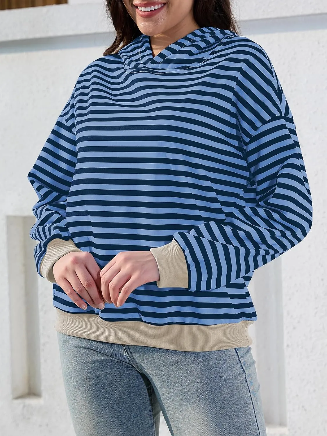 Sureple Women'S Hoodies Loose Fit Sweatshirts Pullover Lightweight Long Sleeve Striped Fall Outfits Fashion Clothes