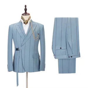 Suzhoufashion Abdiel Modern Black Striped One Button Slim Fit Business Suits