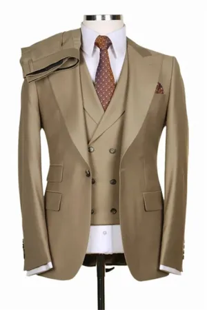 Suzhoufashion Breleigh Green Three Pieces Peaked Lapel Slim Fit Men Suits