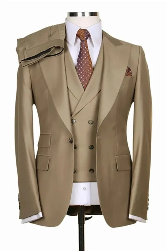 Suzhoufashion Breleigh Green Three Pieces Peaked Lapel Slim Fit Men Suits