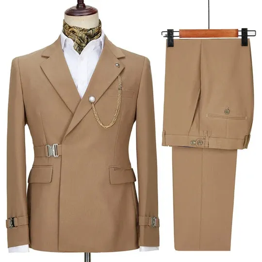 Suzhoufashion Deegan Treny White Jacquard Stand Collar Bespoke Wedding Groom Suits