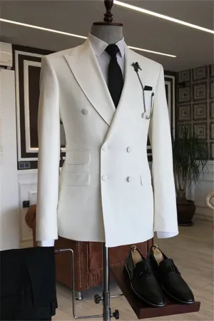 Suzhoufashion Delayni Navy Blue Peaked Lapel Slim Fit Bespoke Men Suits