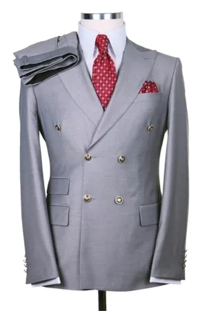 Suzhoufashion Dellas Purple Double Breasted Peaked Lapel Men Suits