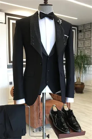 Suzhoufashion Furiosa Dark Navy Shawl Lapel Slim Fit Bespoke Wedding Suits