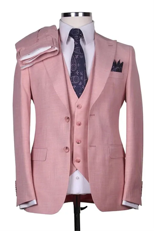 Suzhoufashion Modern White Jacquard Shawl Lapel Three Pieces Wedding Suits For Men