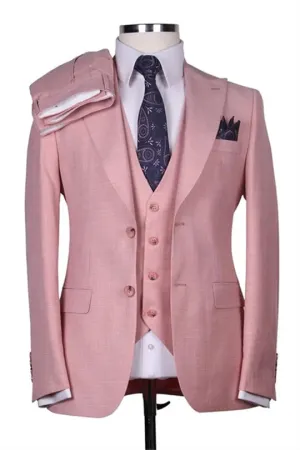 Suzhoufashion Modern White Jacquard Shawl Lapel Three Pieces Wedding Suits For Men